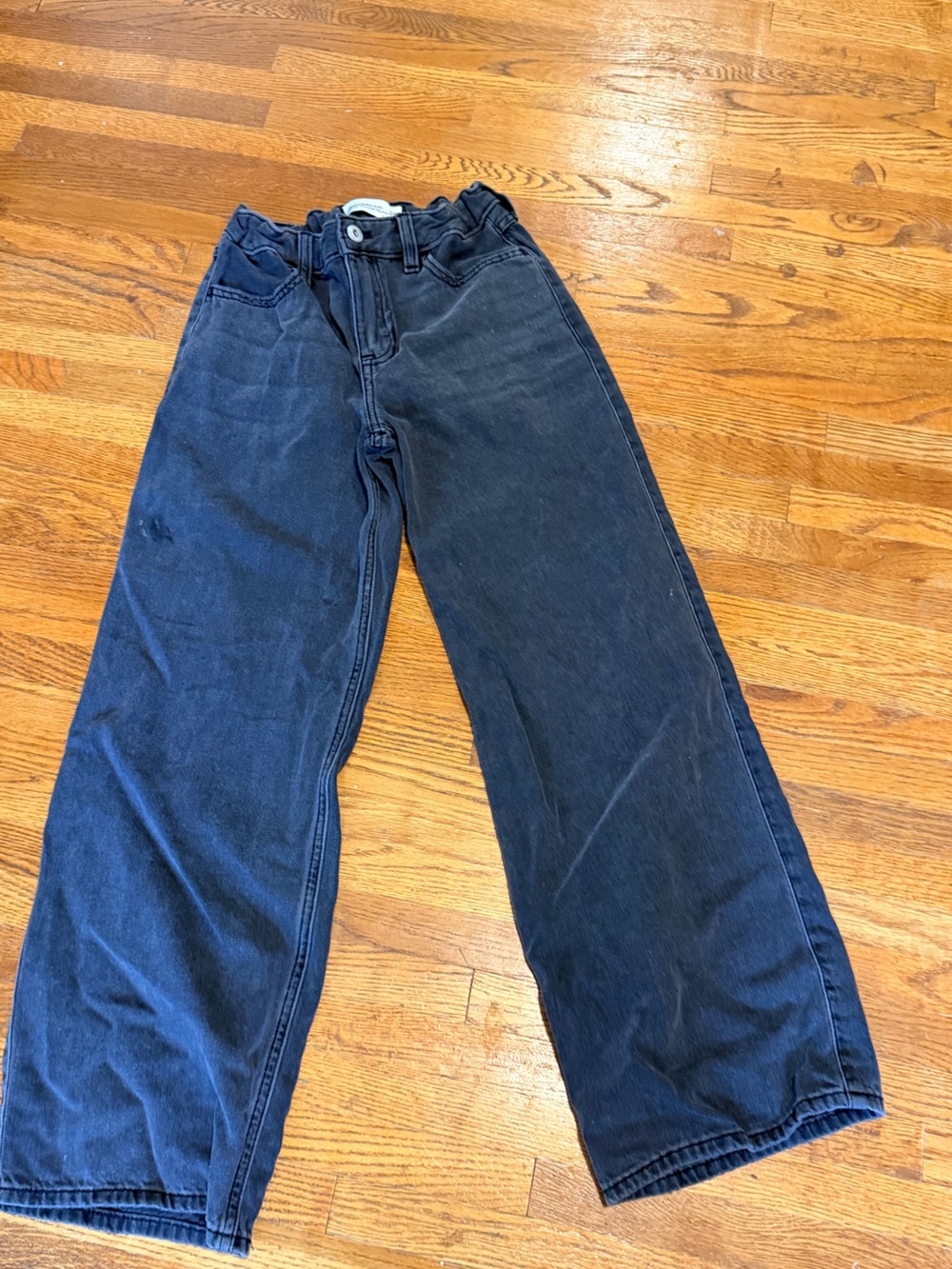 abercrombie kids black wide leg jeans